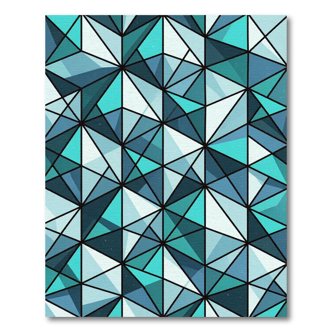 Teal Blue Geometric Faceted Shard Rug