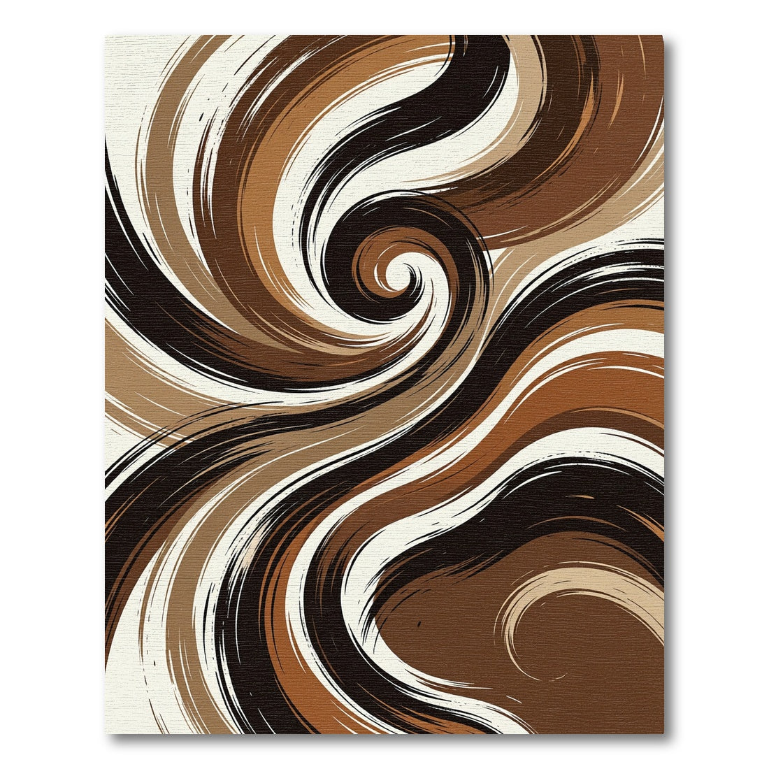 Brown Cream Swirl Abstract Brushstroke Rug