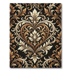 Elegant Gold Baroque Damask Scroll Rug