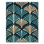Art Deco Teal Gold Fan Scatter Rug