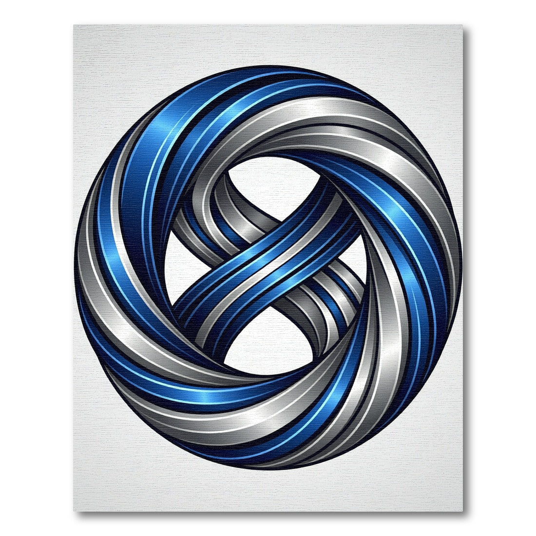 Circular Blue and Silver Infinity Knot Rug