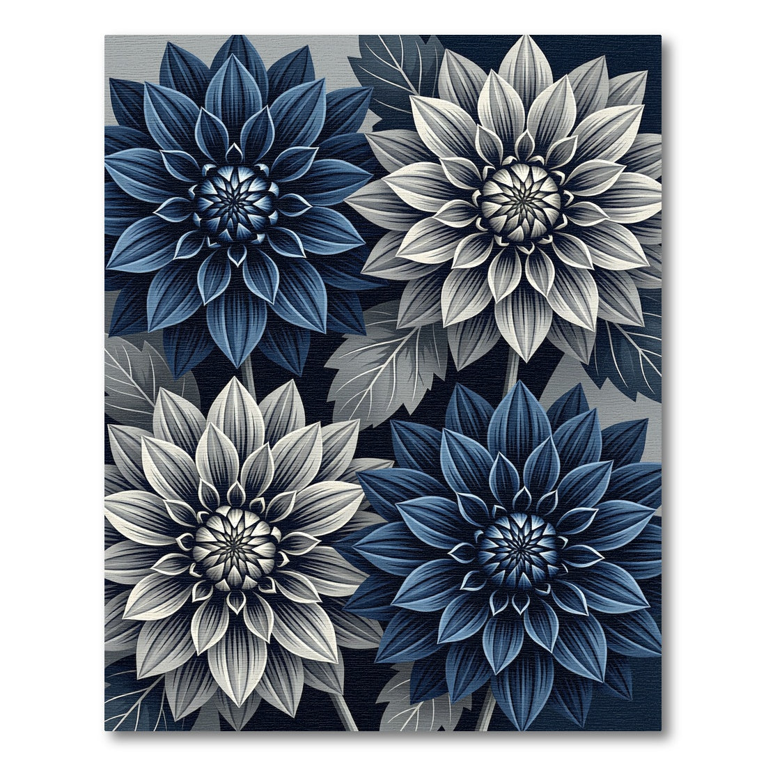 Sophisticated Navy and Silver Floral Bloom Rug