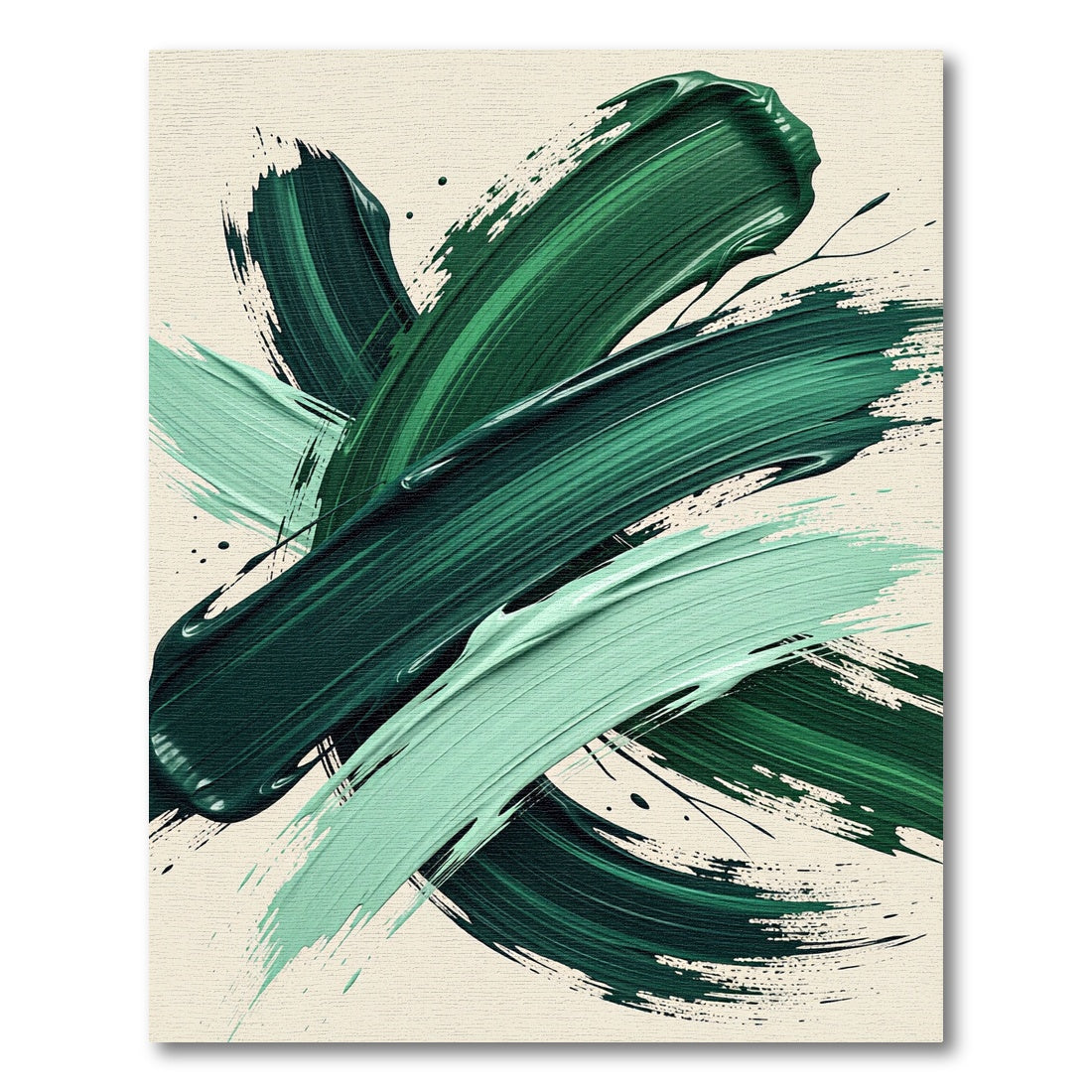 Deep Emerald Brushstrokes Abstract Rug