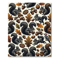 Autumnal Woodland Squirrel and Acorn Illustration Rug