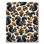 Autumnal Woodland Squirrel and Acorn Illustration Rug