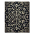 Elegant Charcoal Floral Ornate Medallion Rug