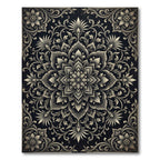 Elegant Charcoal Floral Ornate Medallion Rug