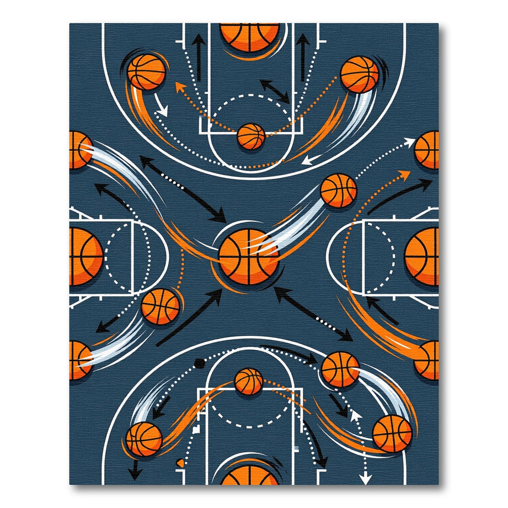 Dynamic Basketball Court Action Play Graphic Rug