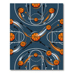 Dynamic Basketball Court Action Play Graphic Rug