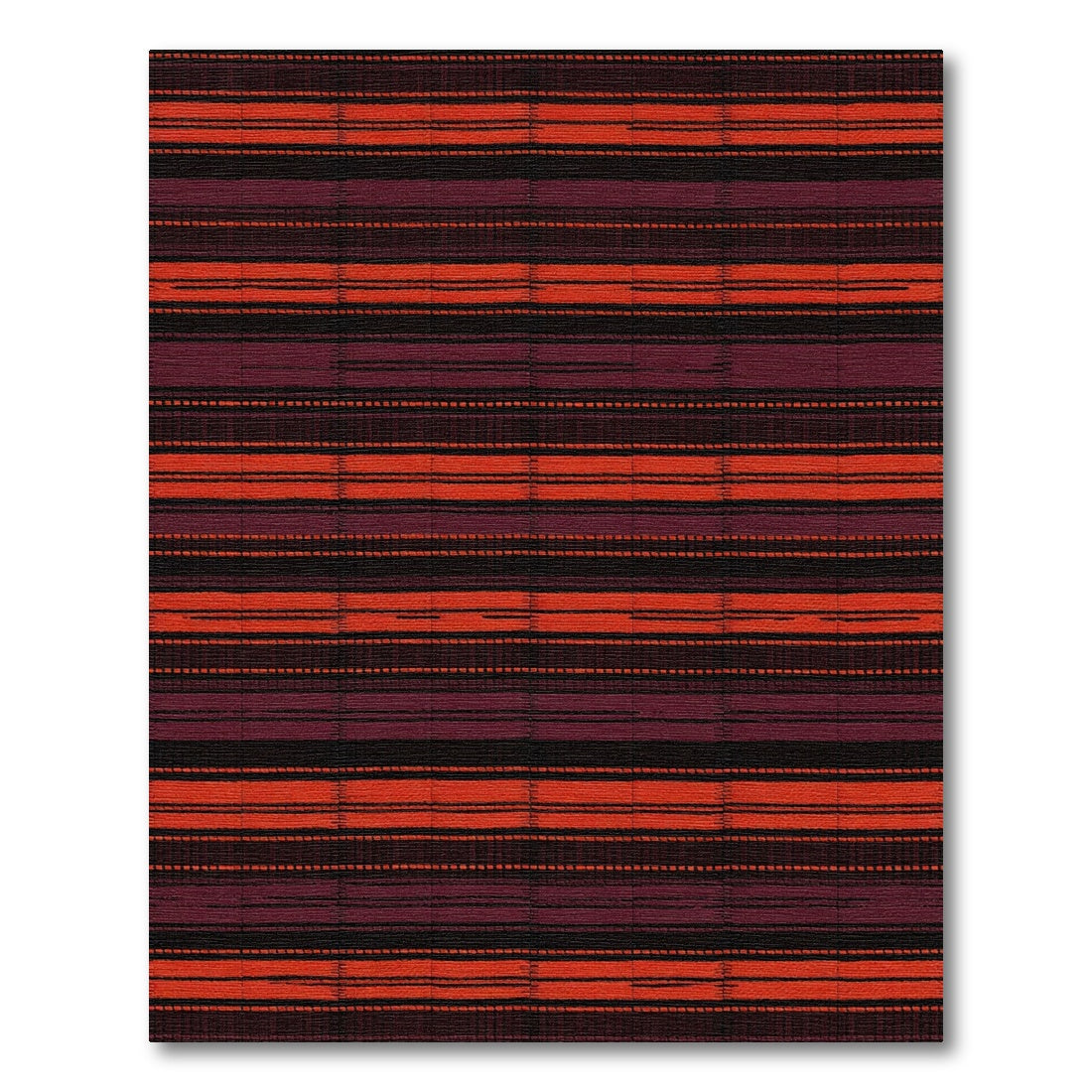 Deep Red Orange Horizontal Stripe Rug