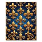 Royal Blue Gold Fleur de Lis Rug