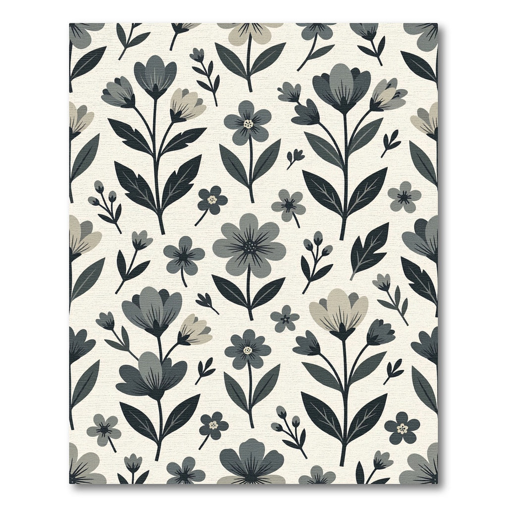 Minimalist Monochrome Botanical Floral Area Rug
