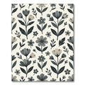 Minimalist Monochrome Botanical Floral Area Rug