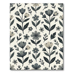 Minimalist Monochrome Botanical Floral Area Rug
