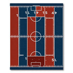 Modern Crimson and Navy Athletic Field Rug