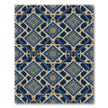 Ornate Navy Gold Geometric Tile Rug