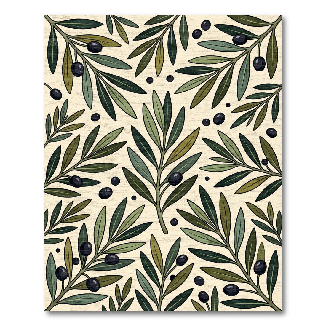 Olive Branch Botanical Cream Background Rug