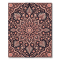 Coral Floral Medallion Dark Intricate Rug