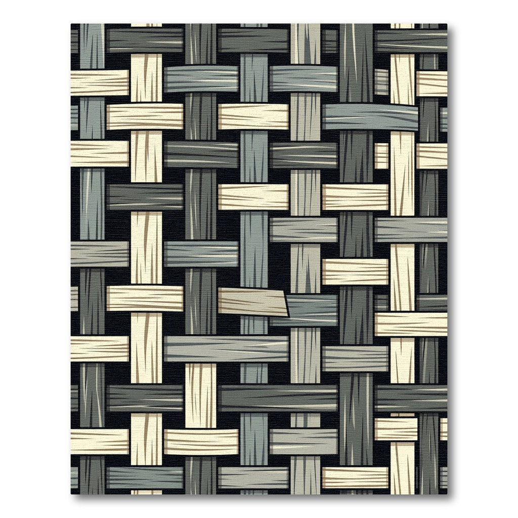 Woven Natural Wood Texture Grid Rug