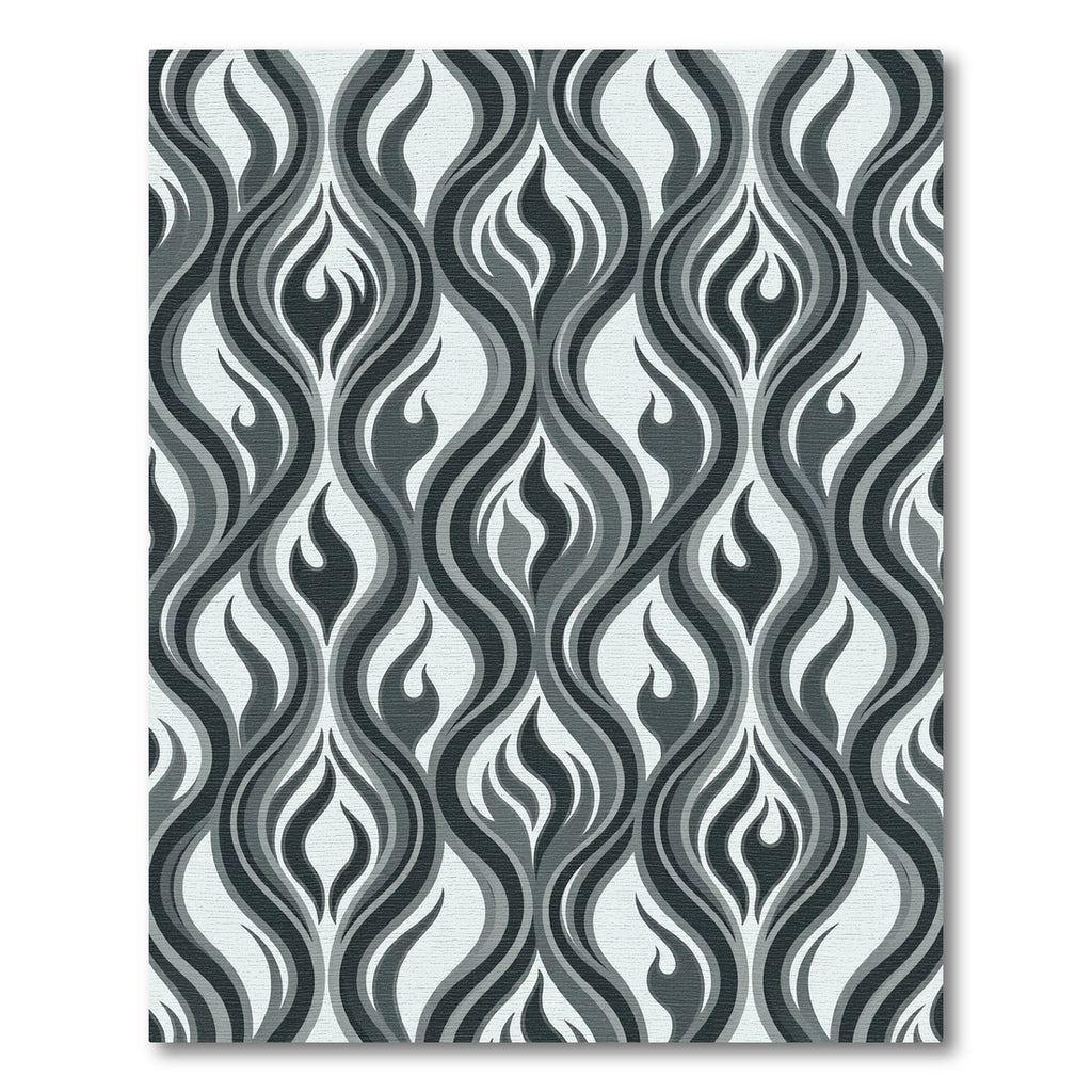 Monochrome Wavy Flame Abstract Stream Rug