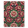 Flamingo Floral Peony Symmetry Art Rug
