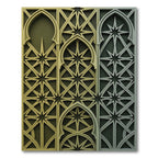 Golden Geometric Star Arch Wall Relief Rug