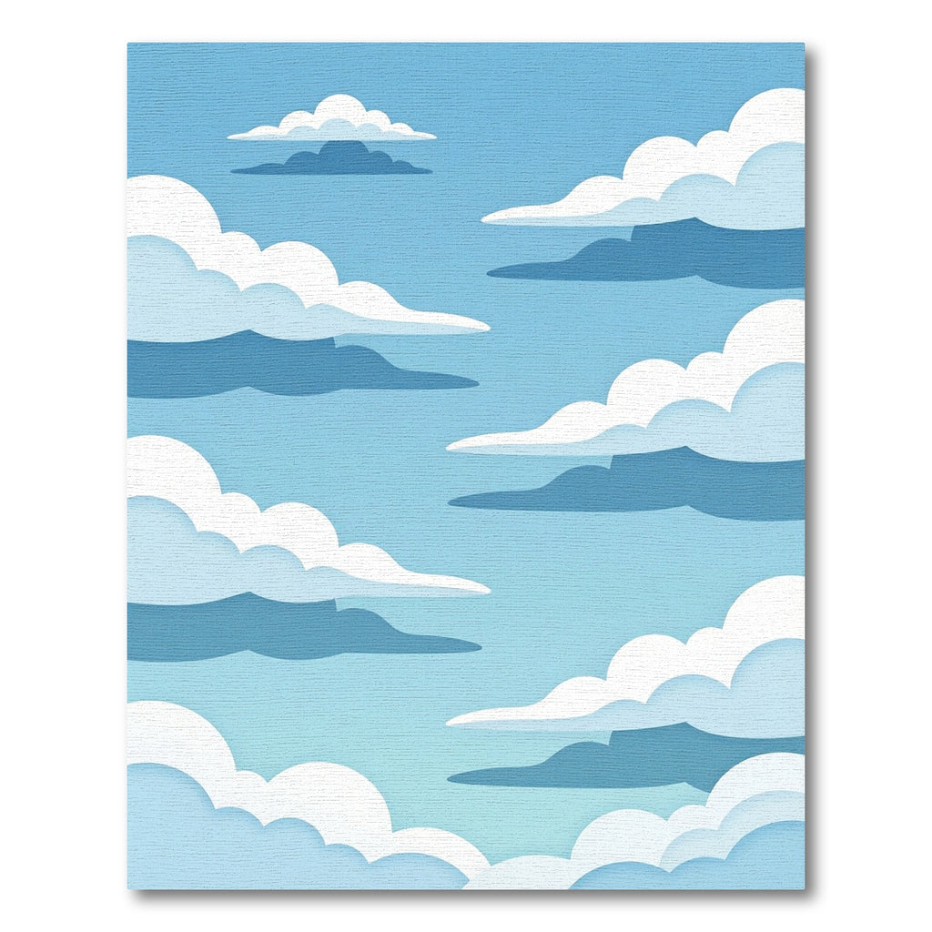 Ethereal Blue Sky Layered Cloud Landscape Rug