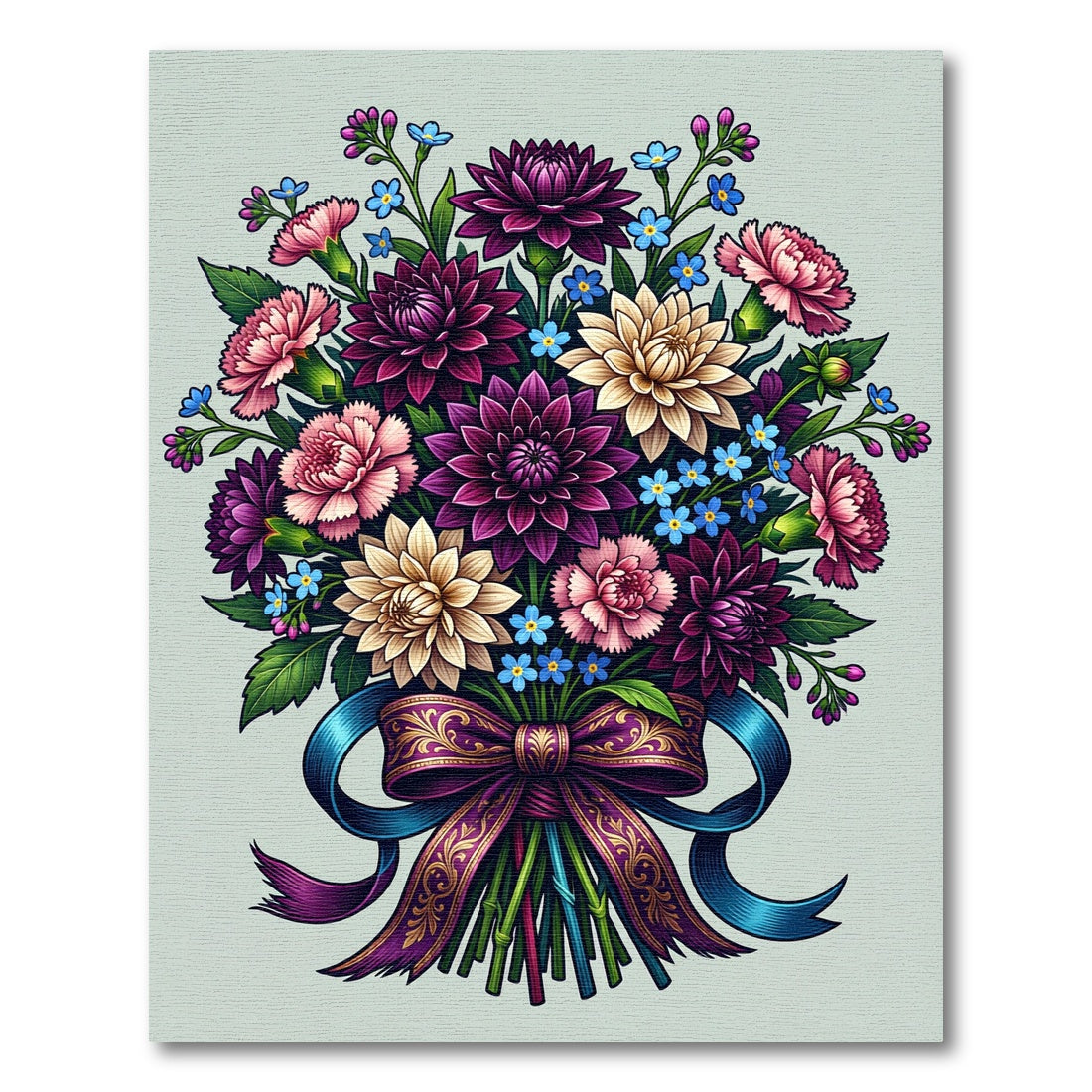 Dahlia and Carnation Botanical Bouquet Rug
