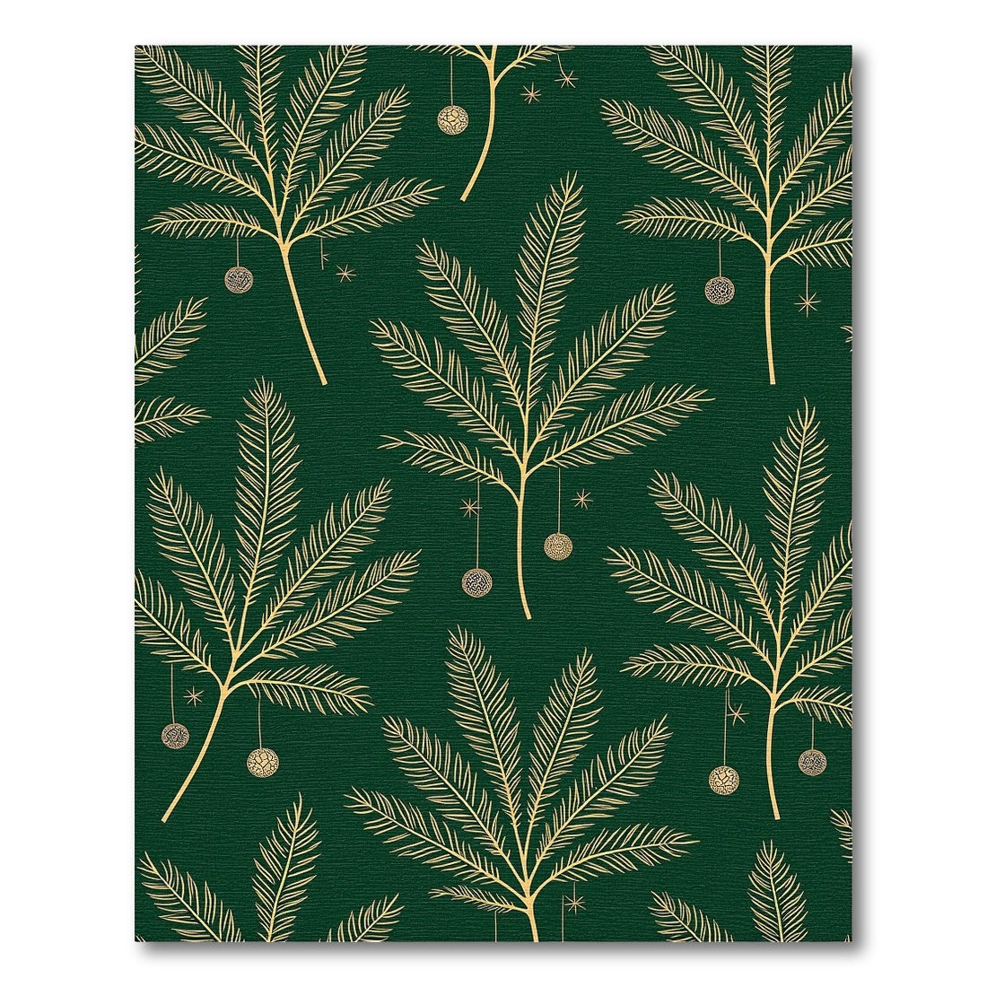 Golden Pine Needle Ornaments Dark Green Rug