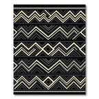 Geometric Black Cream Chevron Stripe Rug