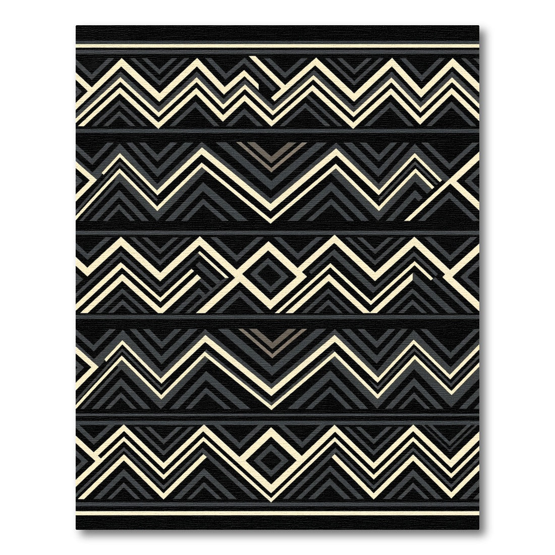 Geometric Black Cream Chevron Stripe Rug