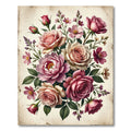Vintage Pink Rose Floral Arrangement Rug