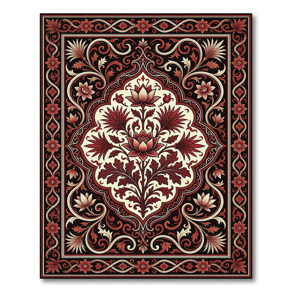 Crimson Floral Medallion Arabesque Rug