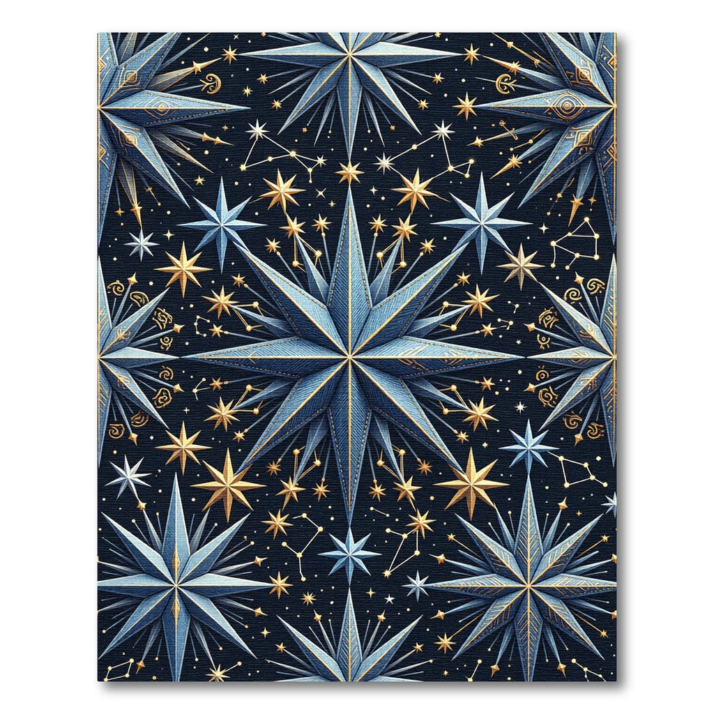 Celestial Blue Starry Night Constellation Rug