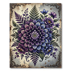 Elegant Purple Dahlia Botanical Medallion Rug