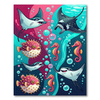 Whimsical Sea Life Aquatic Creatures Rug