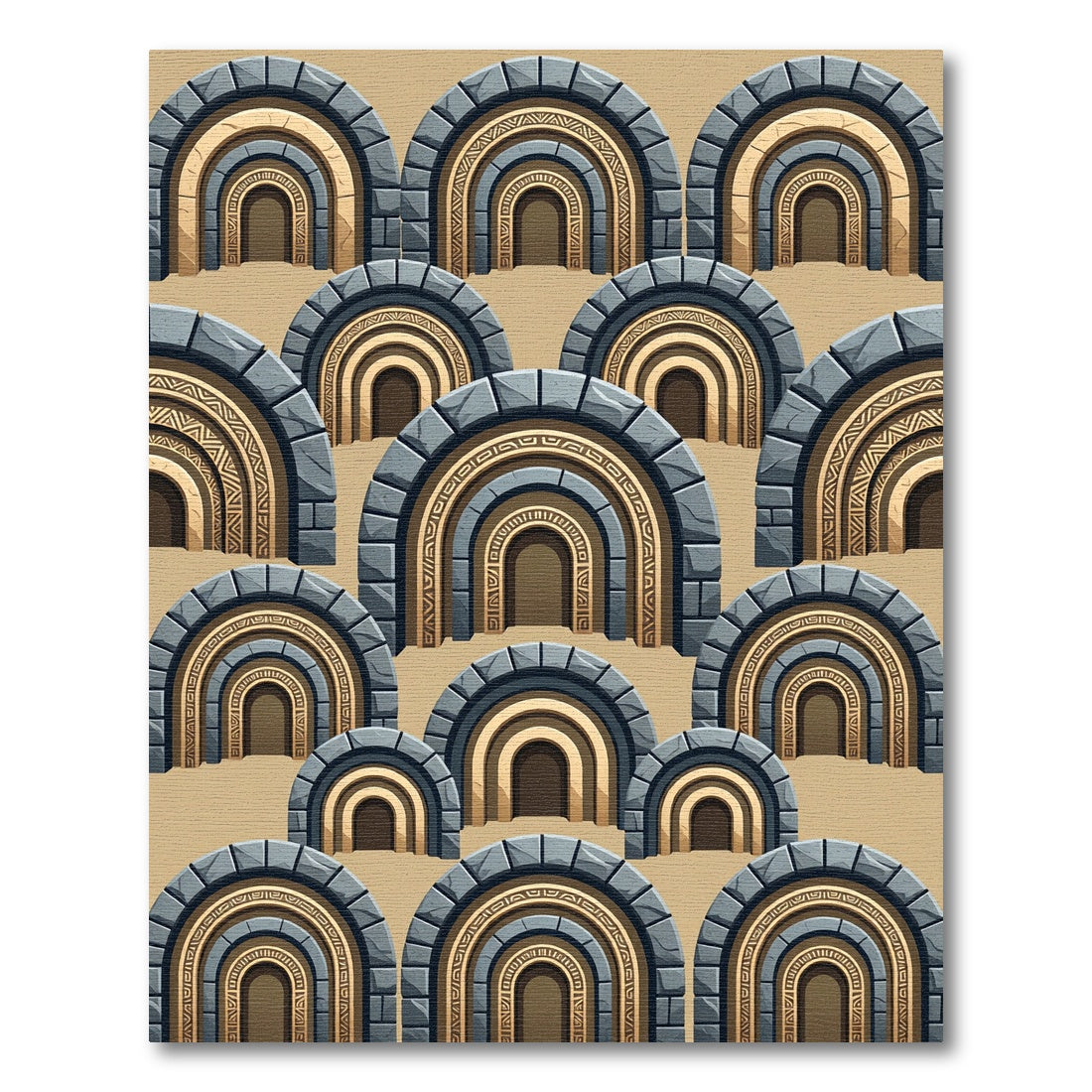Stone Arches Tribal Patterned Rug