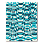 Abstract Turquoise Wave Sound Bar Rug