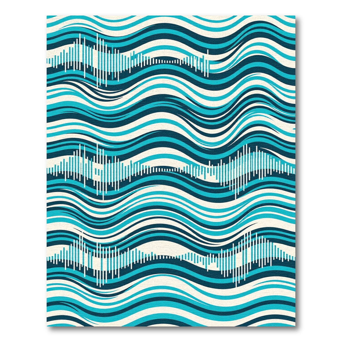 Abstract Turquoise Wave Sound Bar Rug