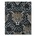 Gray Leopard Flower Collage Rug