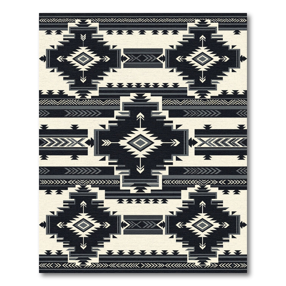 Monochrome Geometric Southwestern Diamond Art Rug