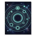 Luminous Celestial Orbit Neon Circle Rug