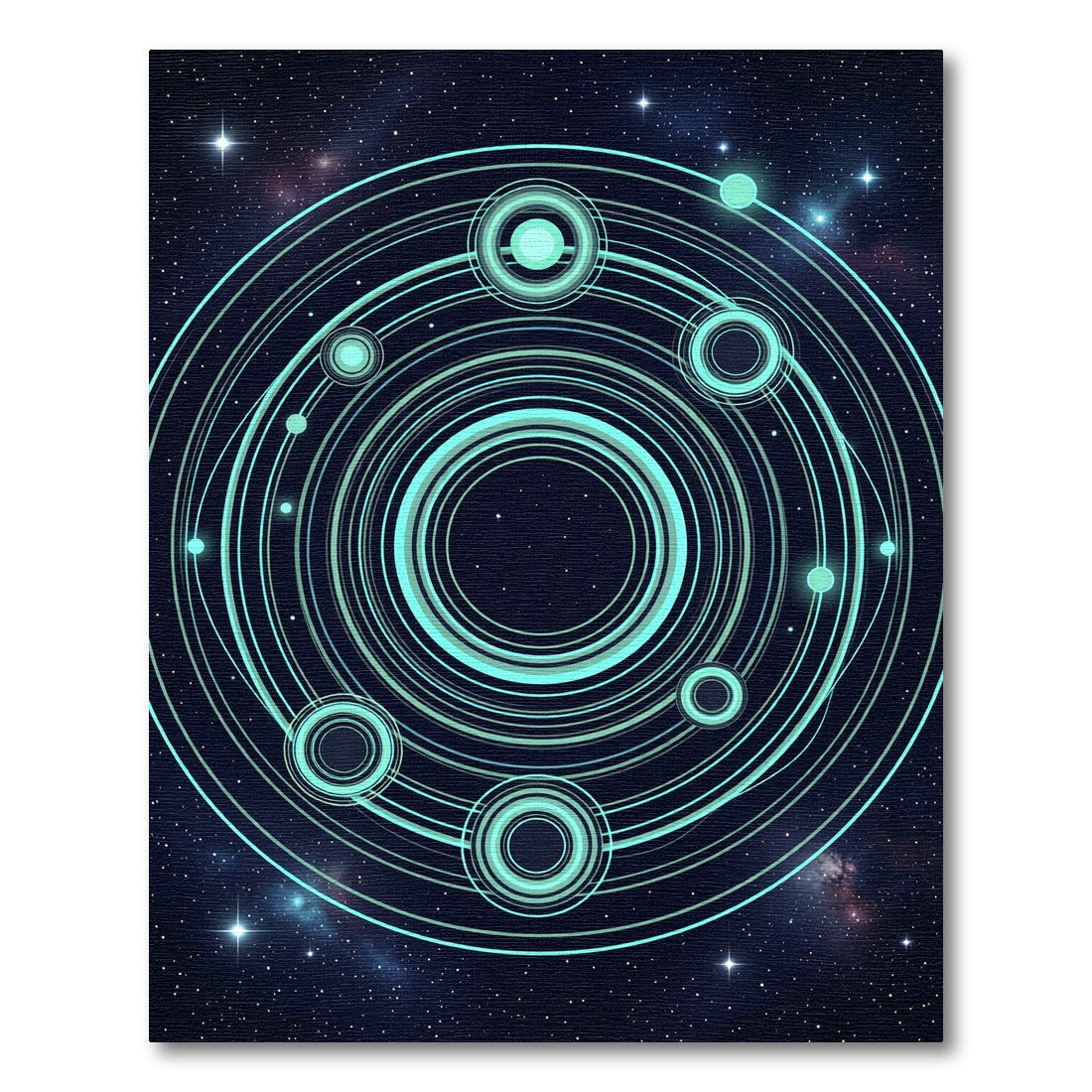 Luminous Celestial Orbit Neon Circle Rug