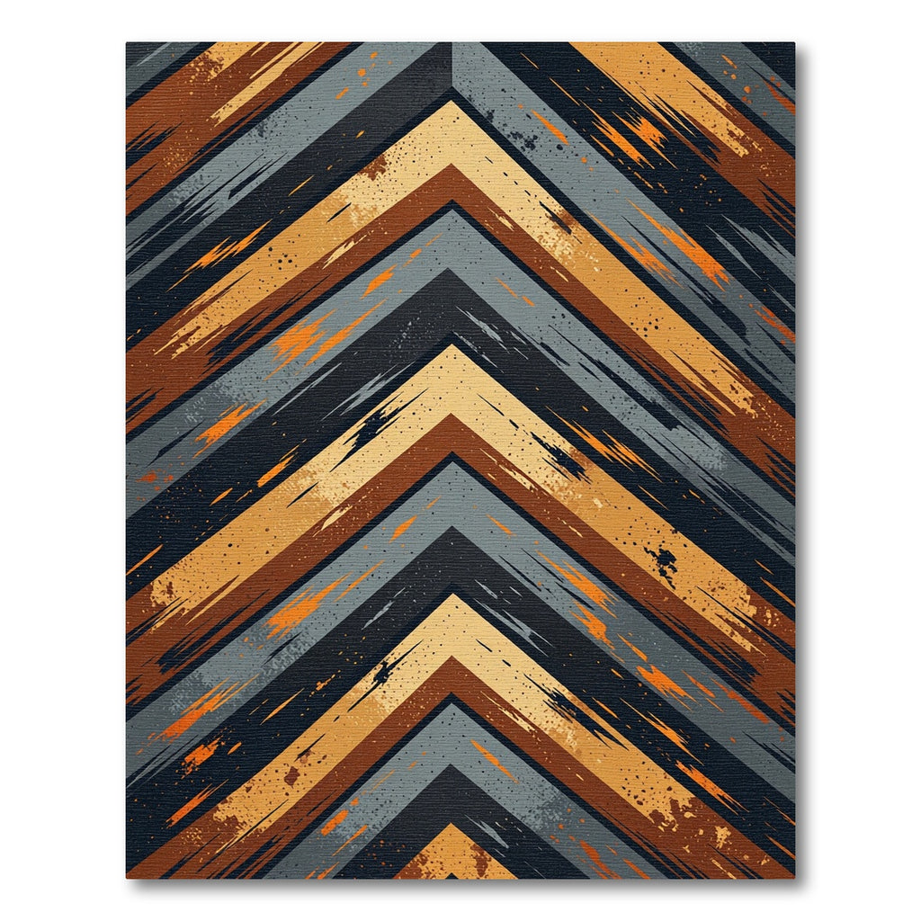 Modern Industrial Chevron Abstract Charcoal Ochre Rug
