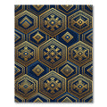 Geometric Navy and Gold Hexagon Art Rug