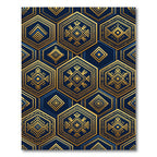 Geometric Navy and Gold Hexagon Art Rug