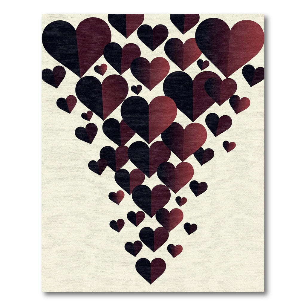 Modern Dark Gradient Heart Cascade Rug