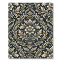 Elegant Charcoal Cream Damask Luxury Scroll Rug