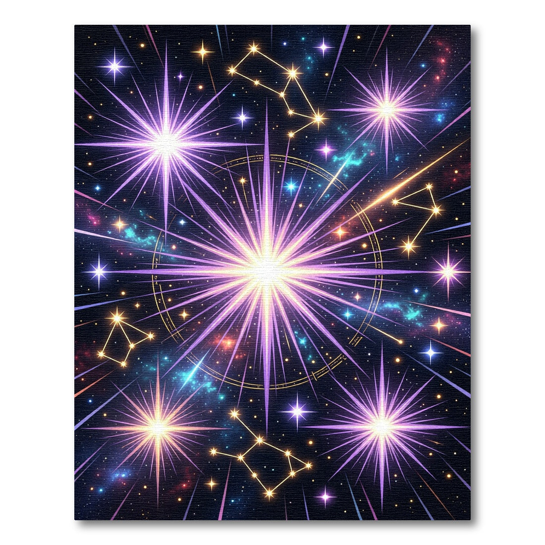 Purple Cosmic Starburst Constellation Rug