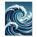 Deep Blue Swirling Ocean Wave Rug